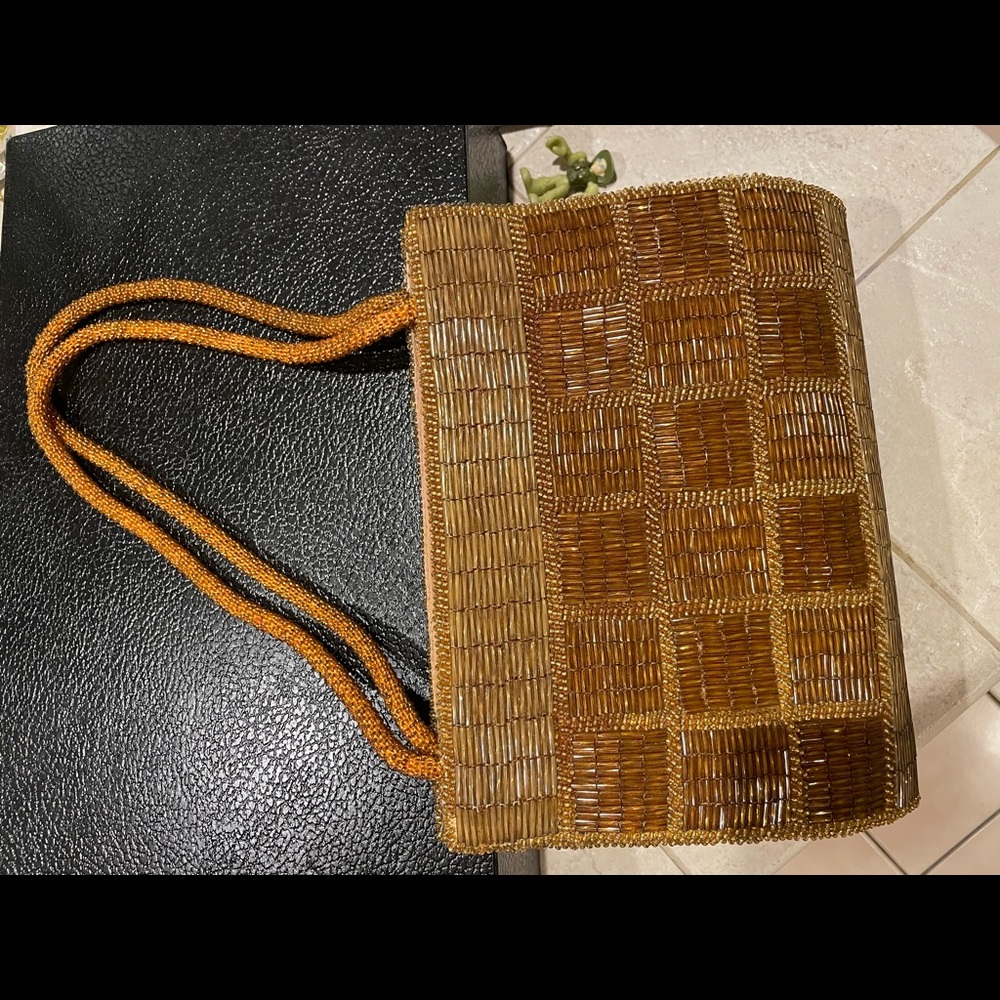 Gold beaded handbag
